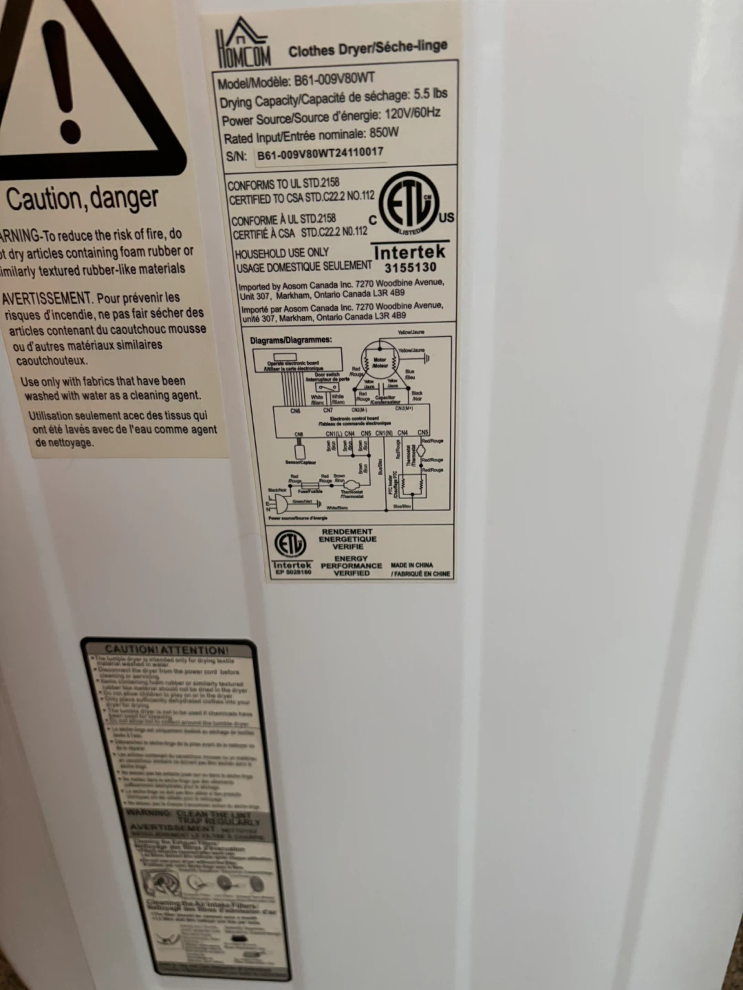 HOMCOM Clothes Dryer/Sèche-linge - photo 3