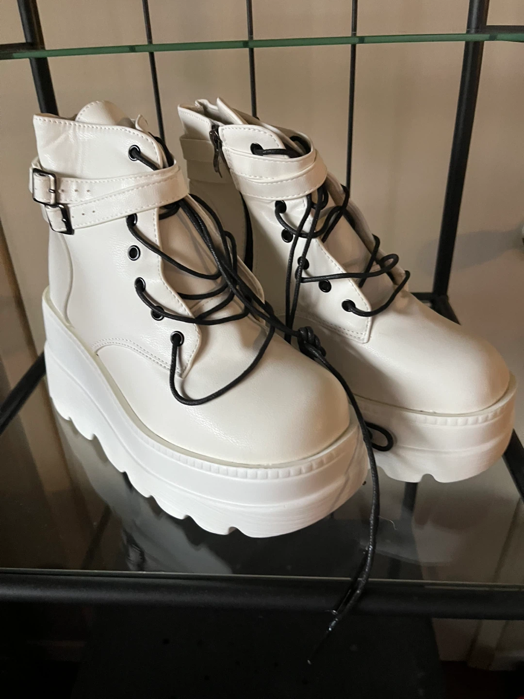 White Platform Boots - Sz 40