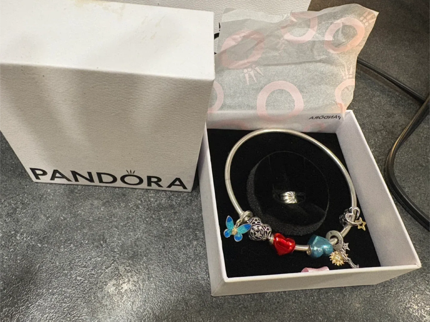 Pandora bangle & charms