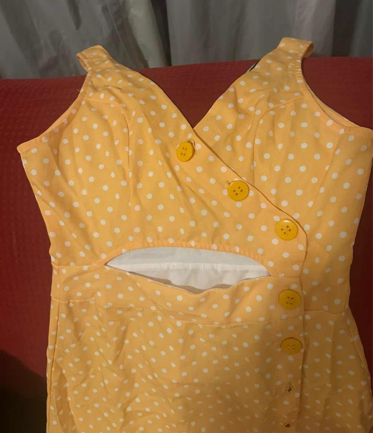 Vida Bela Yellow Polka Dot Dress - Size M image indicator(4)