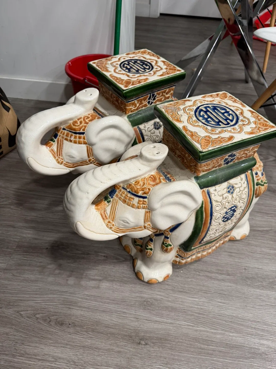 Pair of Decorative Elephant Stools