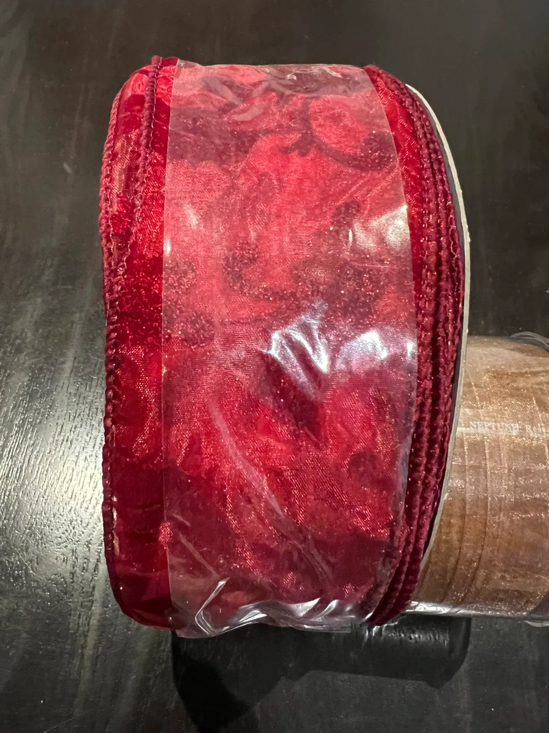 (2) NEW Red (50 yrds) & Gold Brown Wired Ribbon Set image indicator(4)