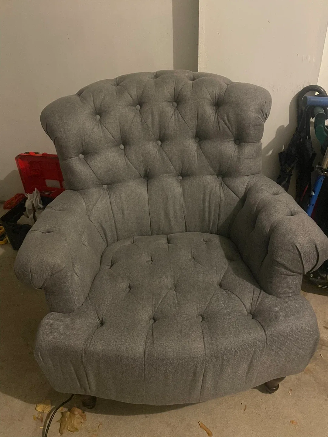 Grey Tufted Armchair