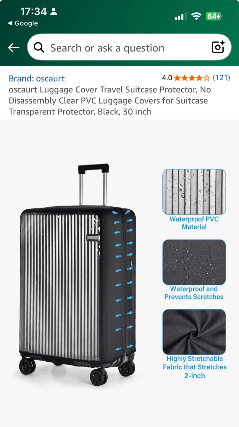 New oscourt 30 inch Luggage Cover