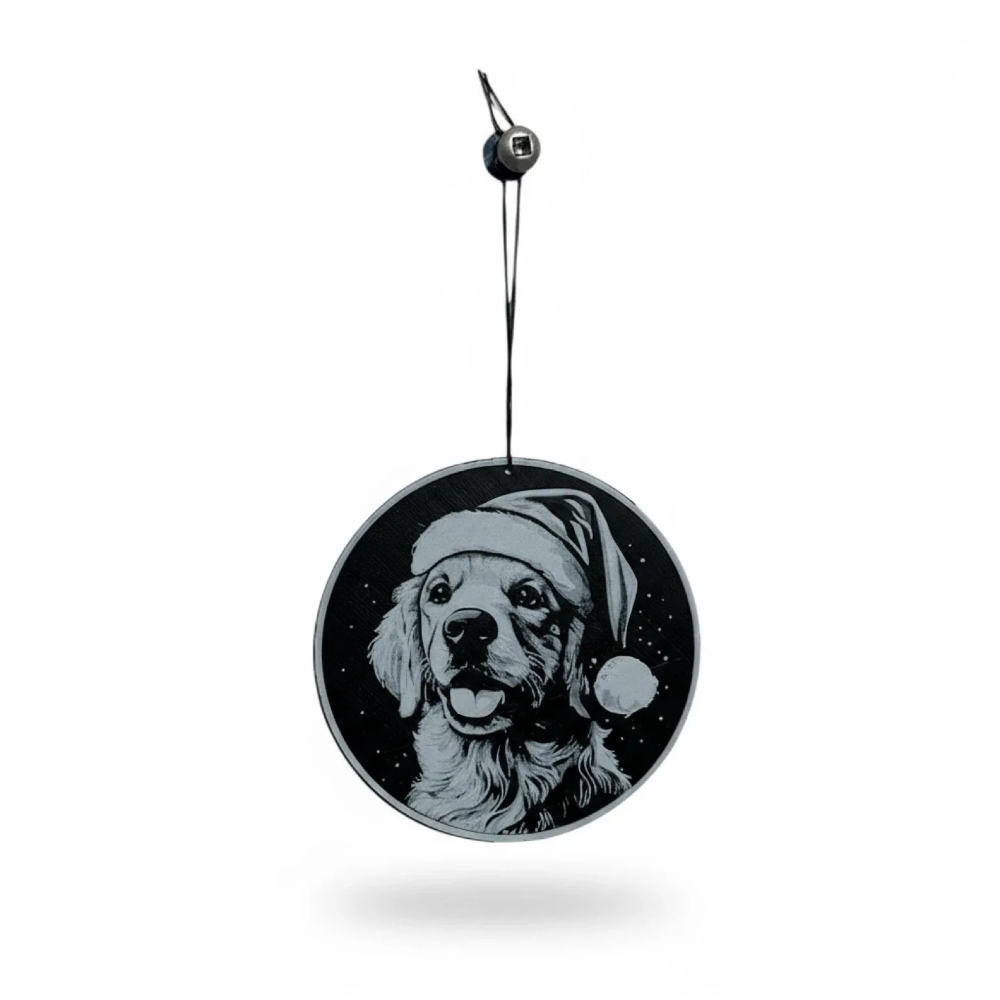 Dog with Santa Hat Christmas Ornament