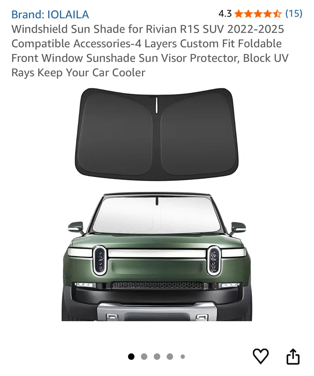 IOLAILA Windshield Sun Shade for Rivian R1S SUV thumbnail