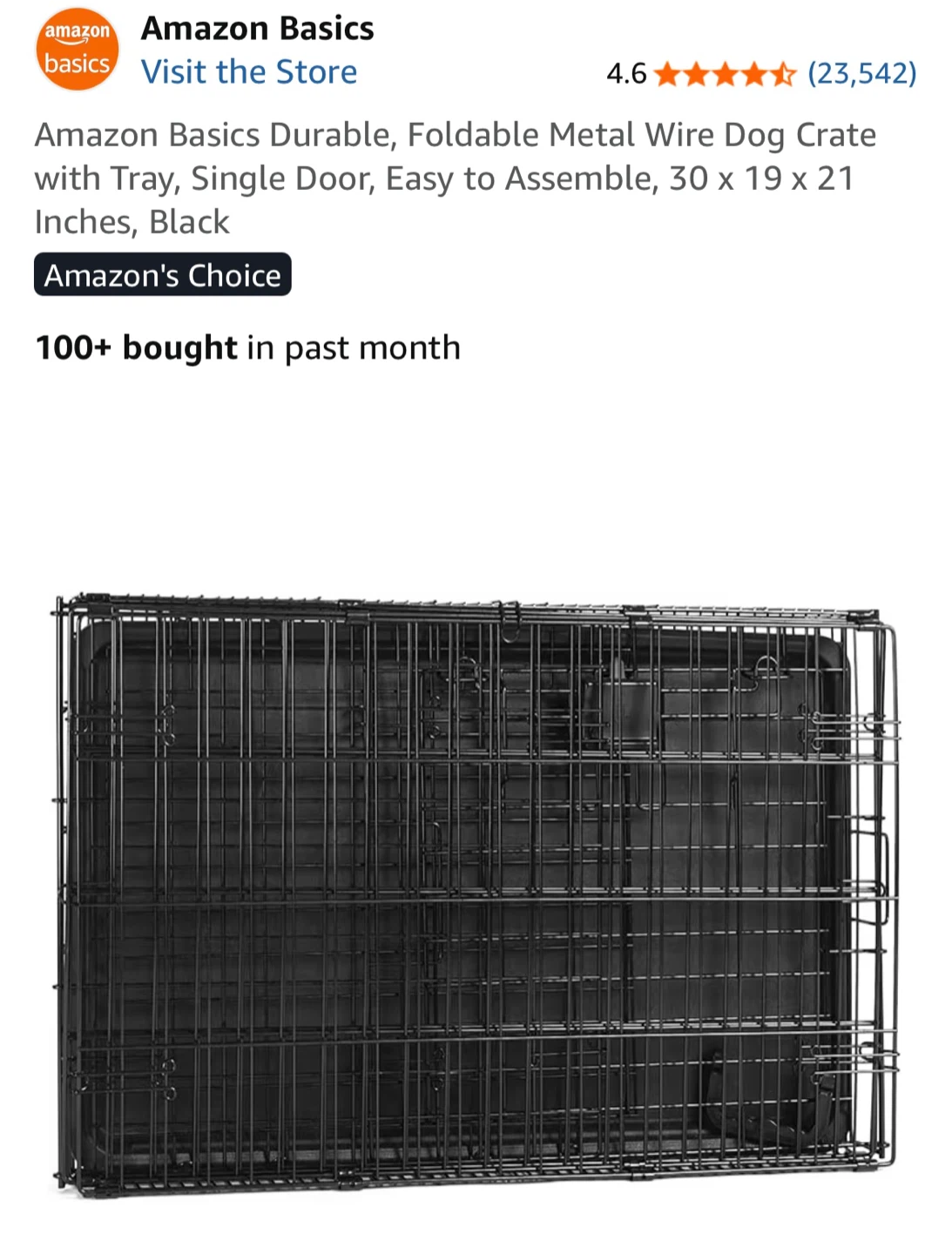 Amazon Basics Foldable Metal Wire Dog Crate 30x19x21" - photo 4