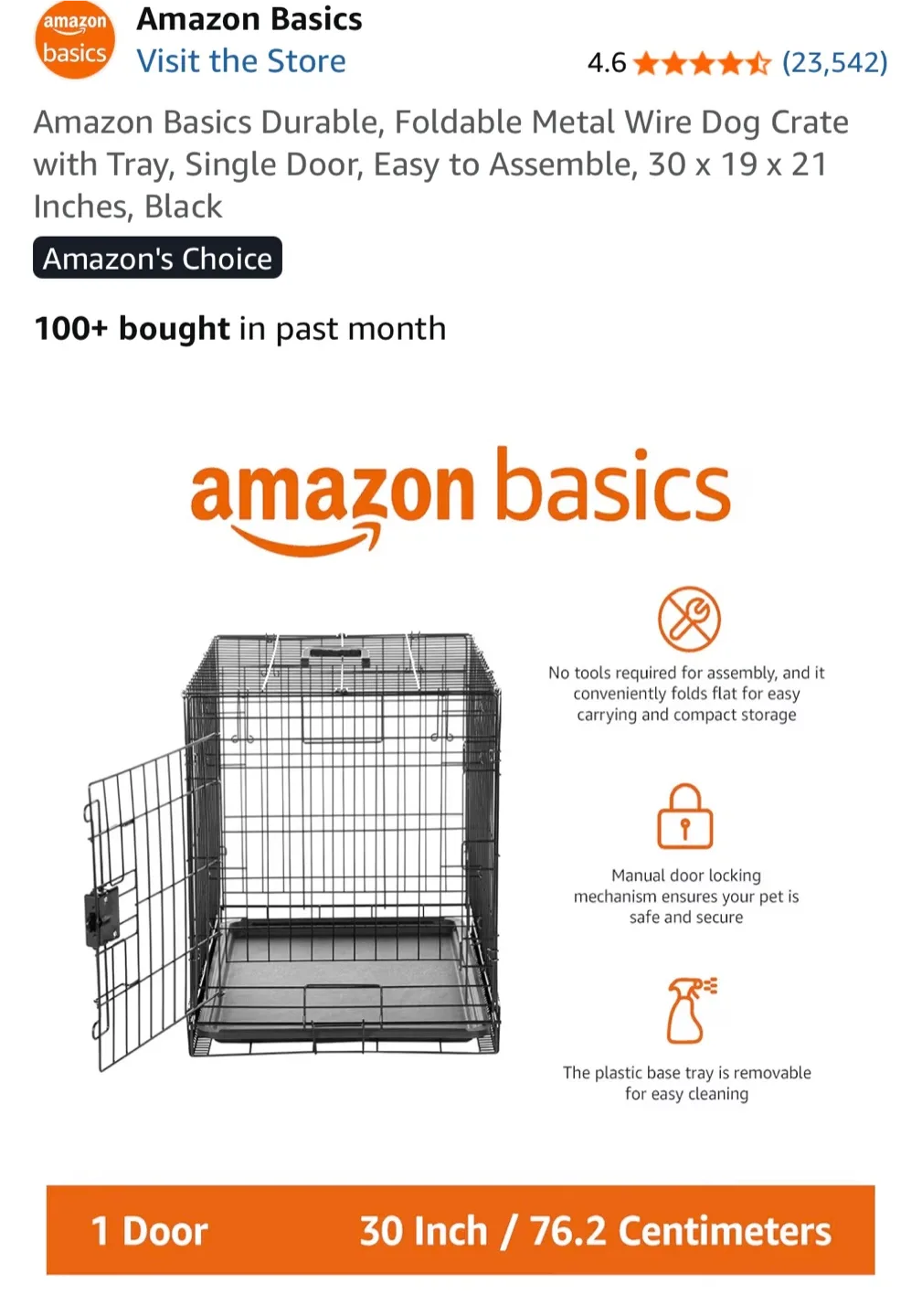 Amazon Basics Foldable Metal Wire Dog Crate 30x19x21" image indicator(2)