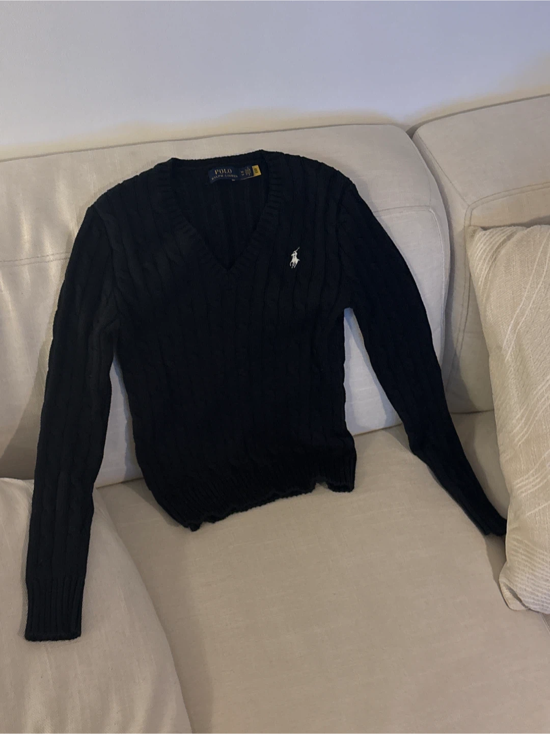 Ralph Lauren Cable-Knit Cotton V-Neck Sweater - photo 2
