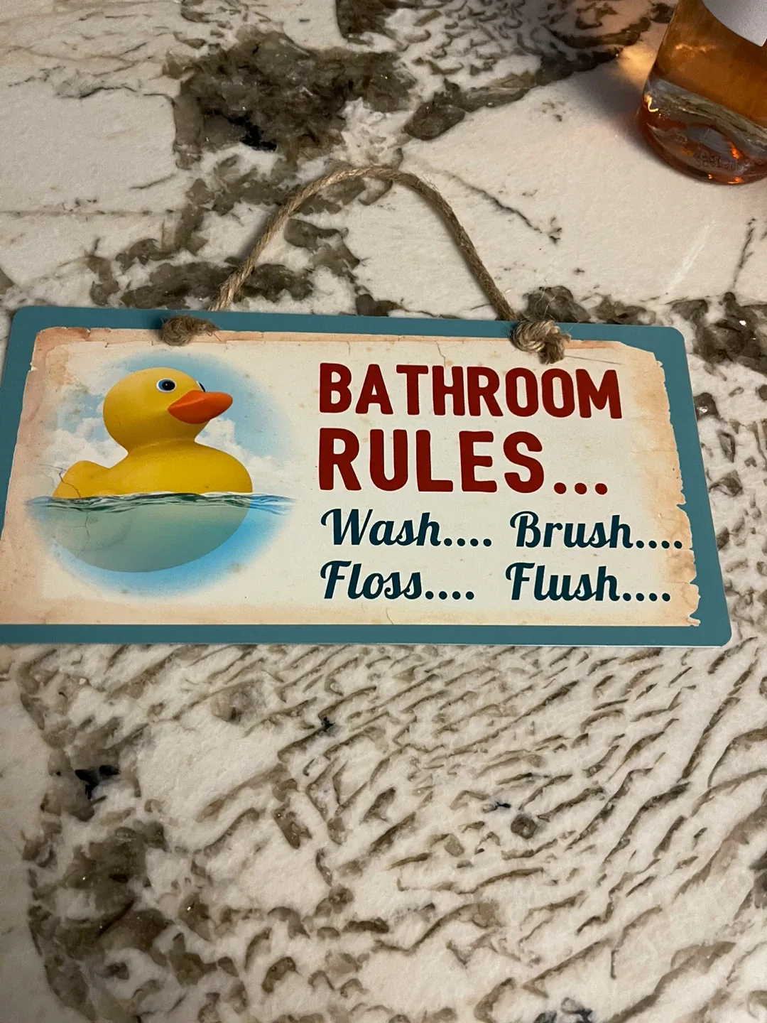 Bathroom Rules Sign with Duck