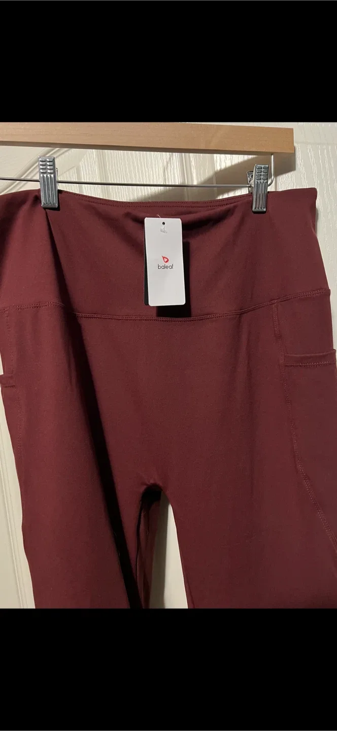 Baleaf Burgundy Flare Yoga Pants with Pockets - NEW image indicator(3)