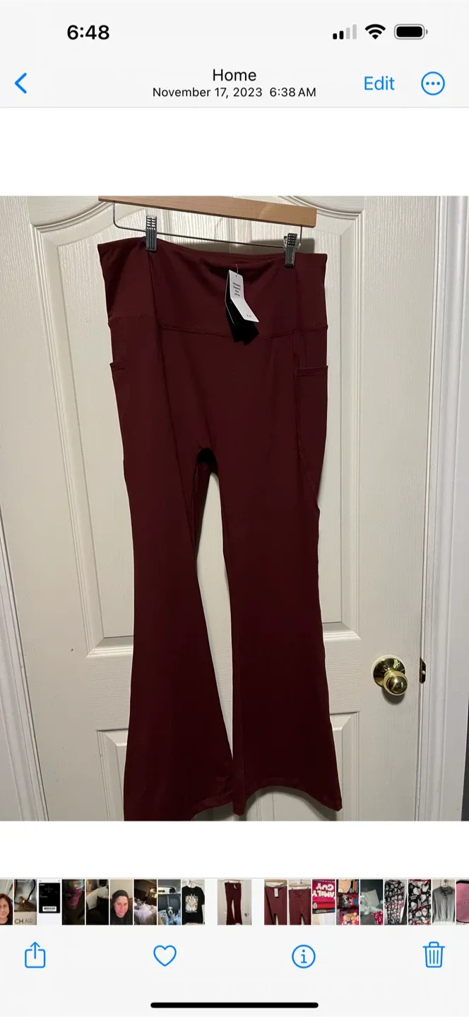 Baleaf Burgundy Flare Yoga Pants with Pockets - NEW