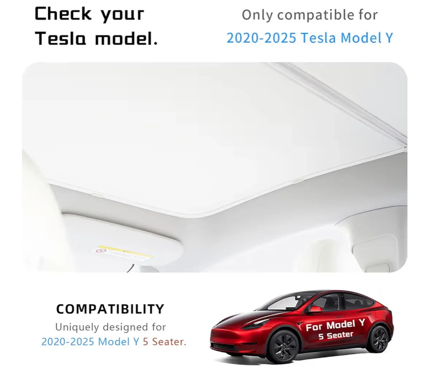 2020-2025 Tesla Model Y Glass Roof Sunshade image indicator(7)