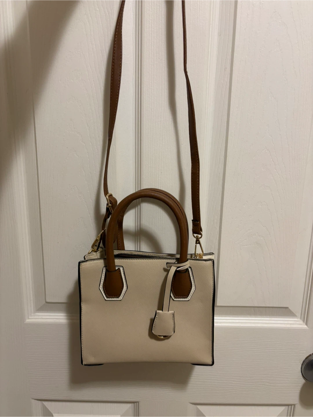 Beige & Brown Handbag
