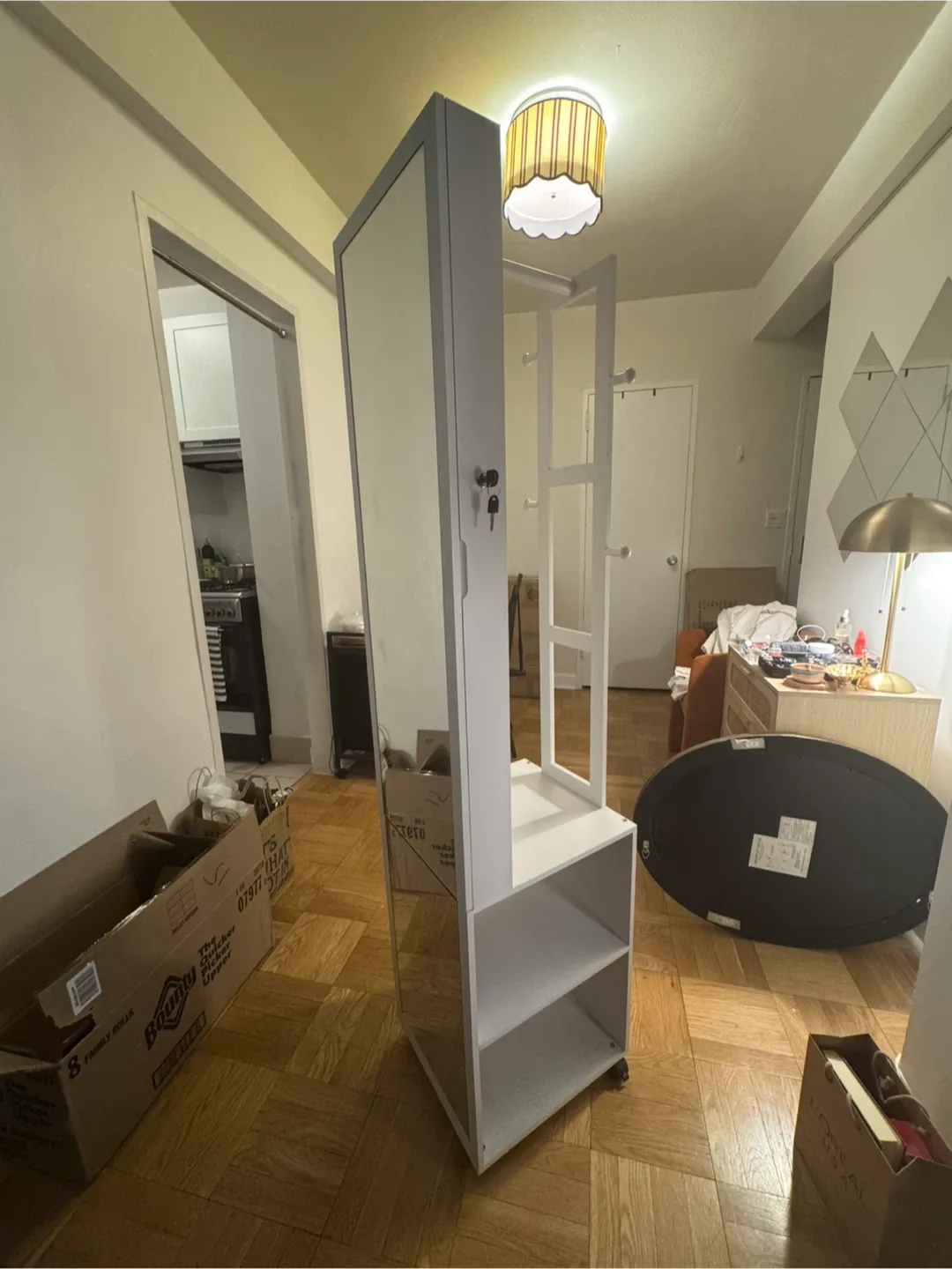 White Mirrored Jewelry Armoire