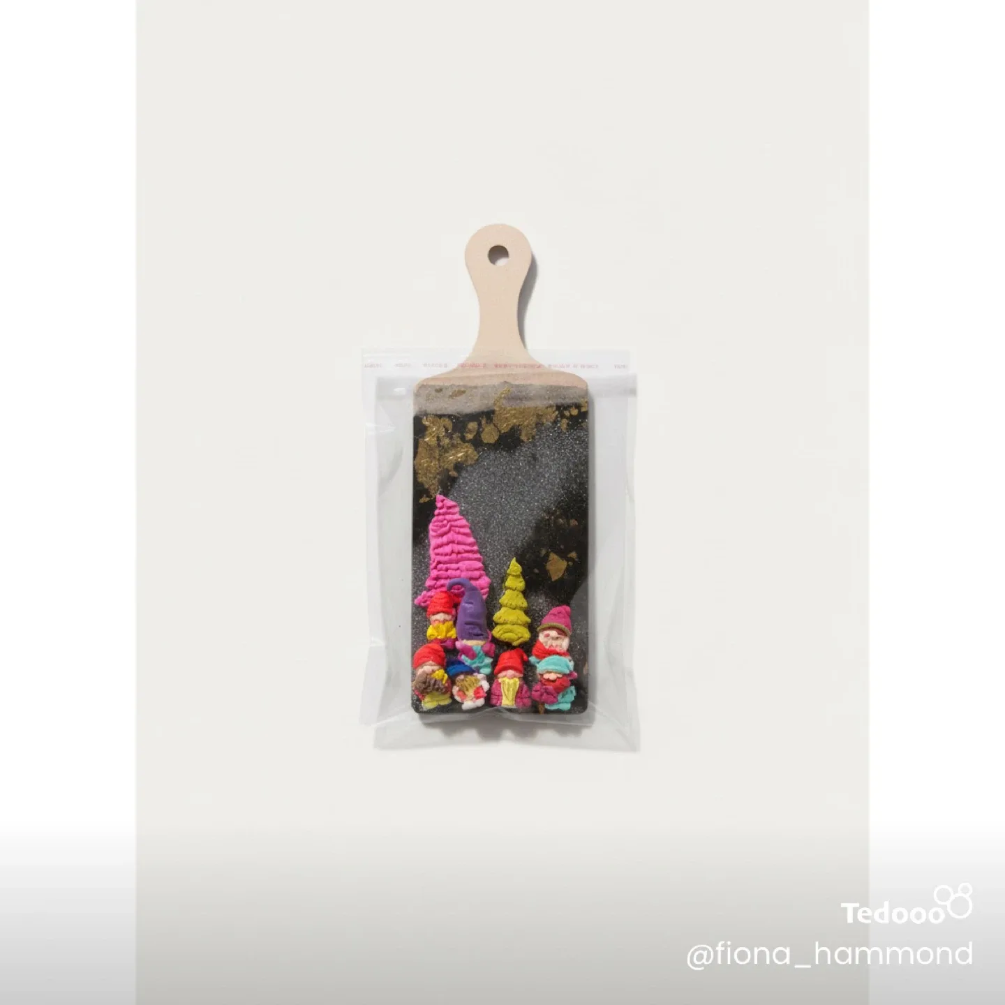 Handmade Gnome Art on Wooden Paddle