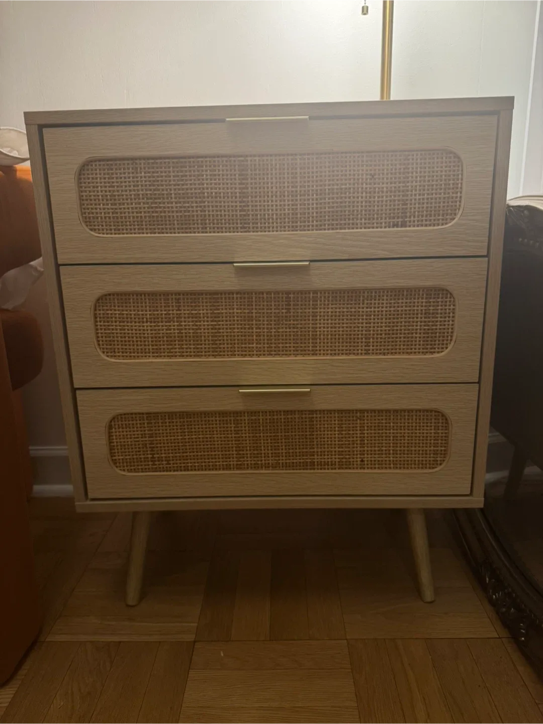 Rattan 3-Drawer Nightstand/ dresser