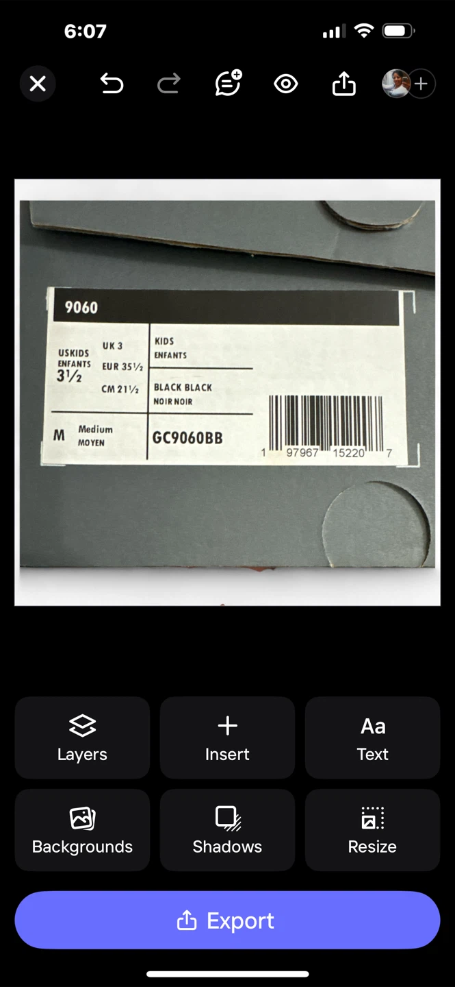 New Balance 9060 Black Kids Size 3.5