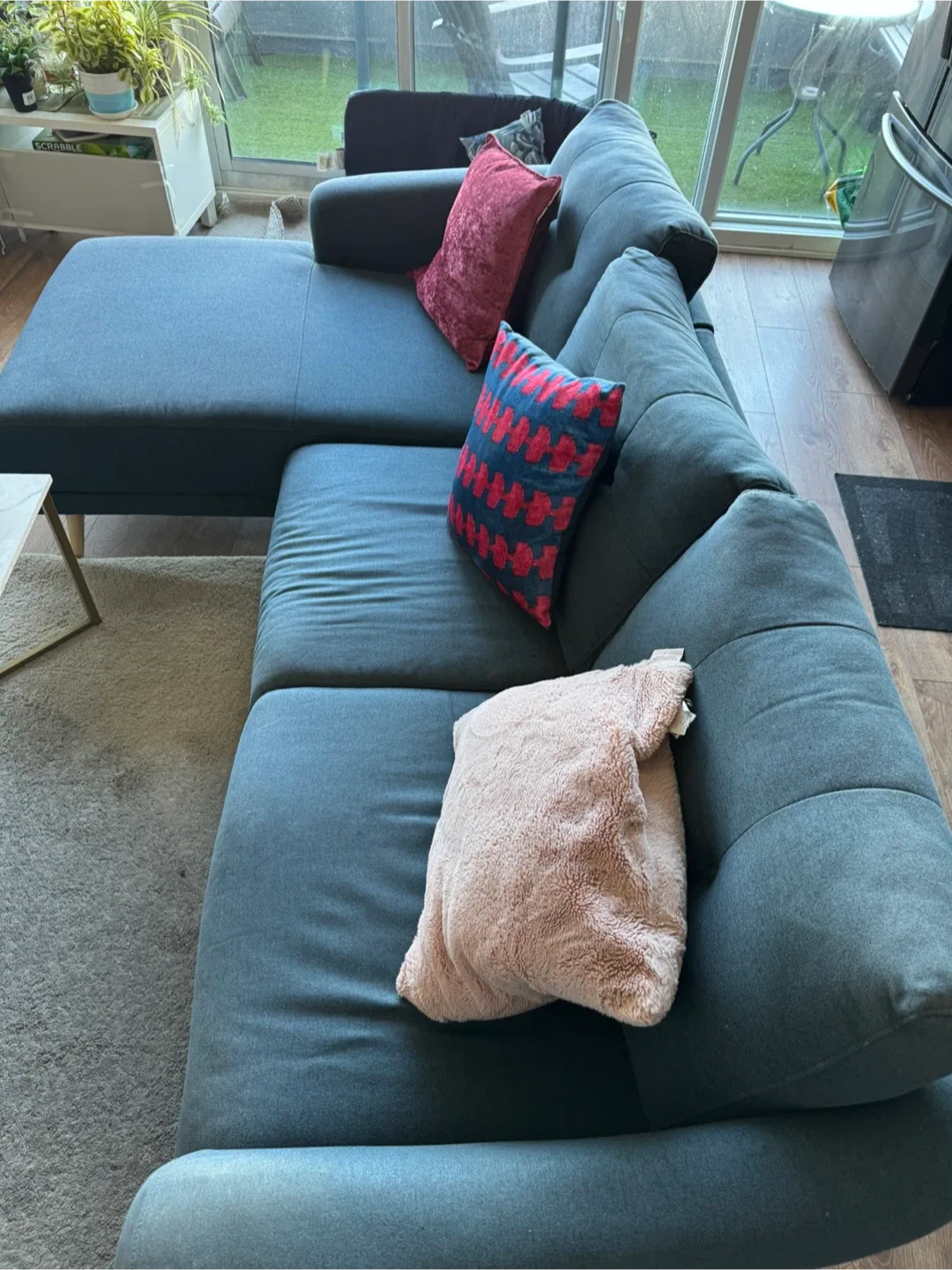 Deep and comfortable L shaped couch