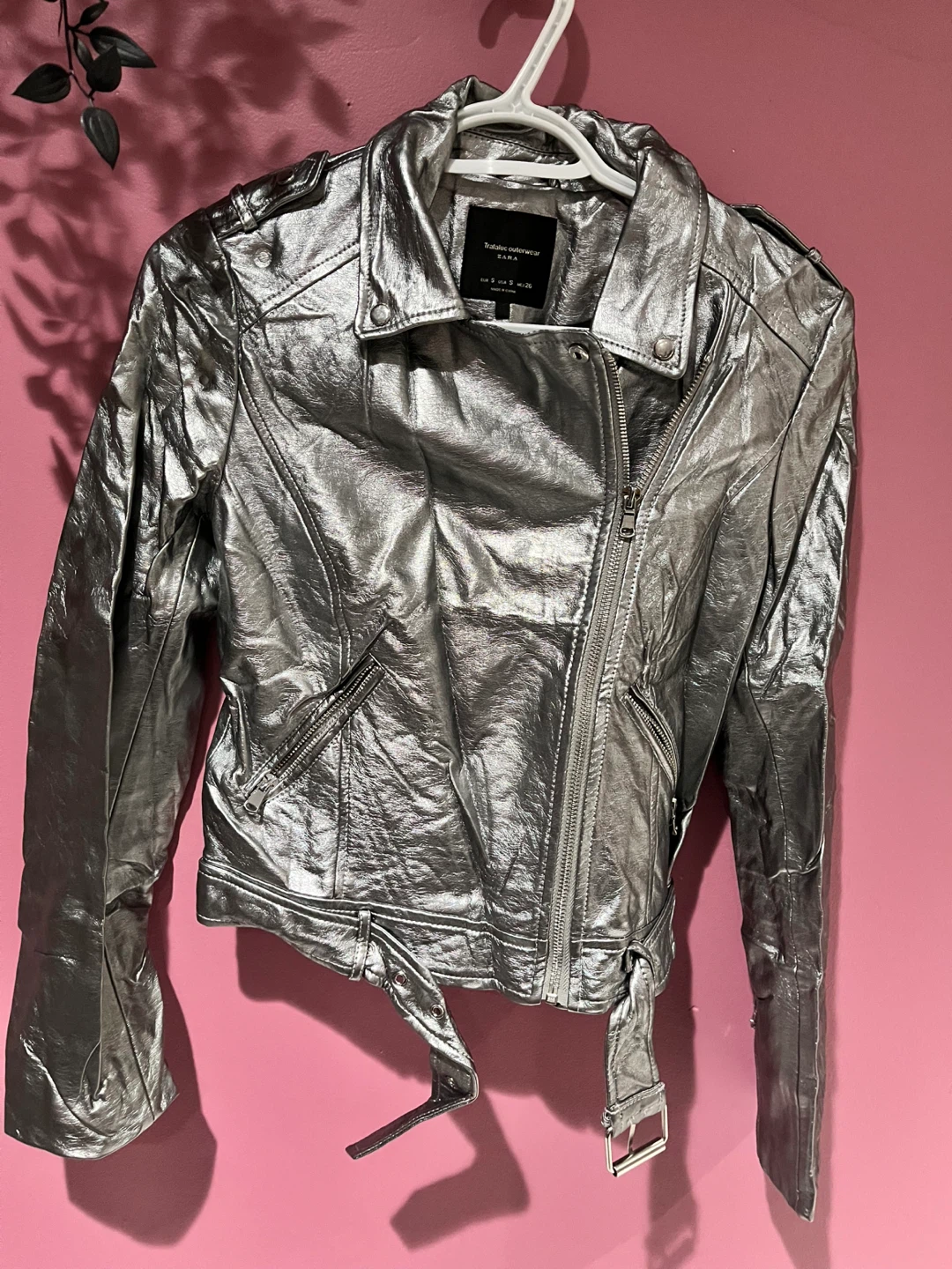 Zara Trafaluc Silver Biker Jacket