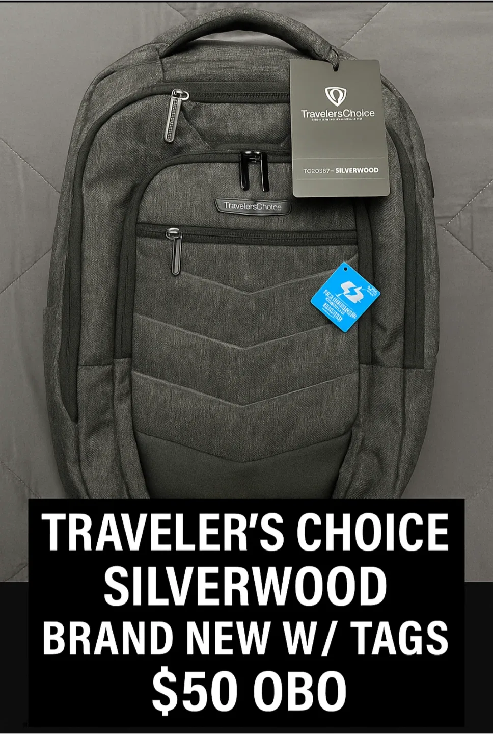 Traveler's Choice Silverwood Backpack - Gray thumbnail