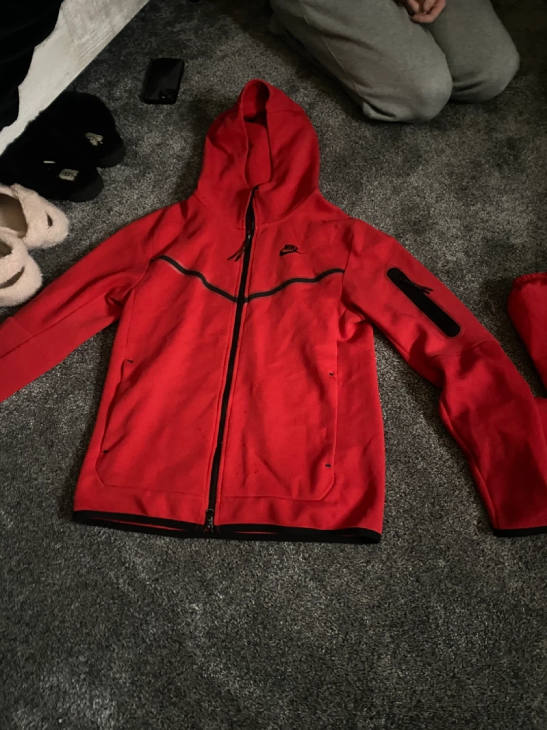 Nike Tech Fleece Hoodie - Red, Size Small