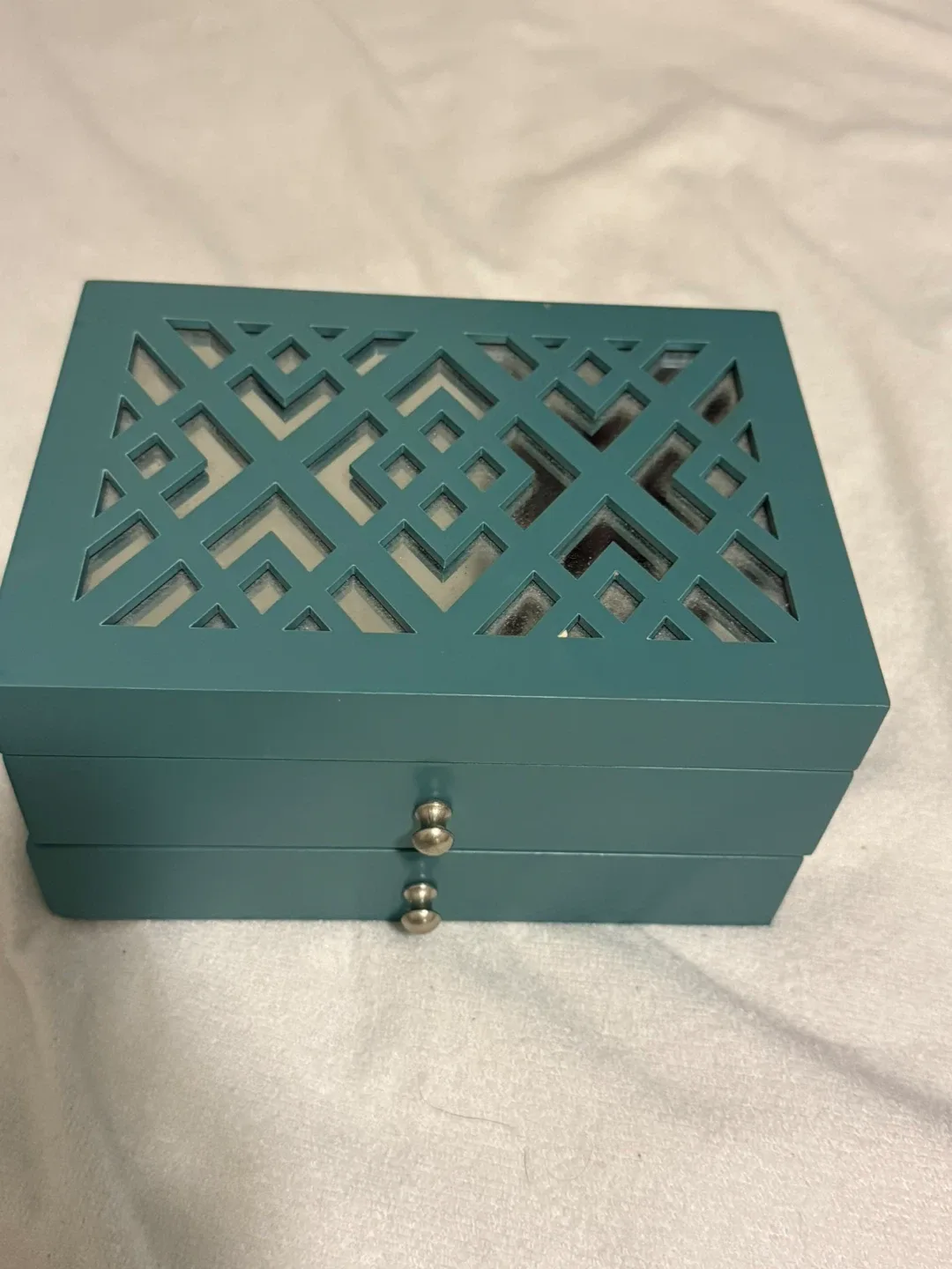Teal Wooden Jewellery Box