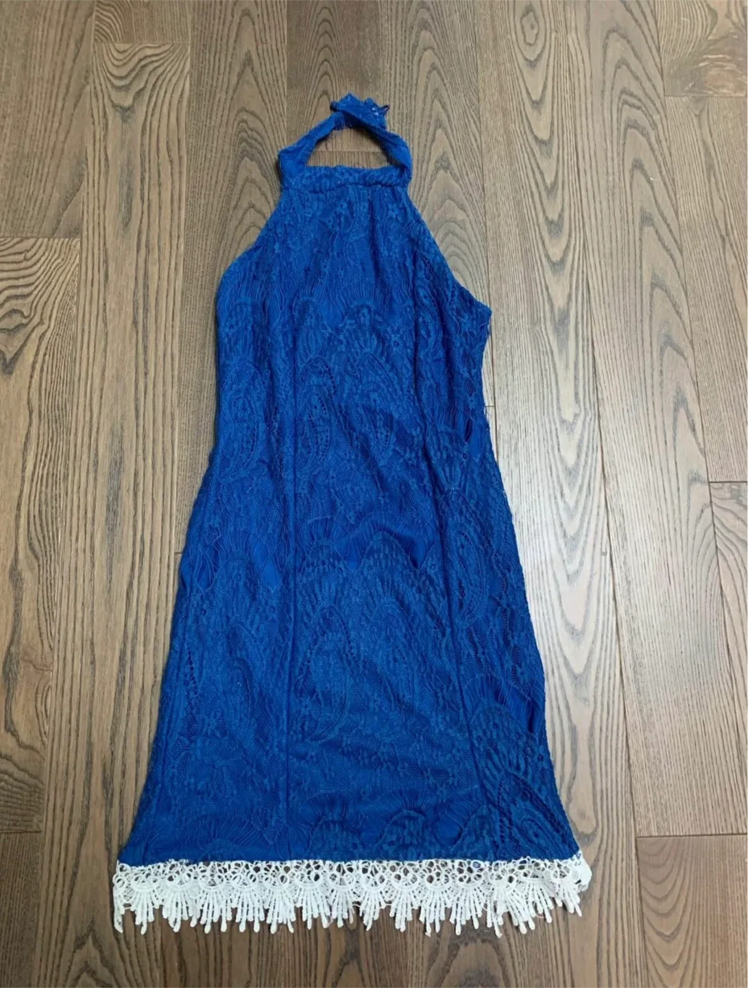 Blue Lace Halter Dress NEW
