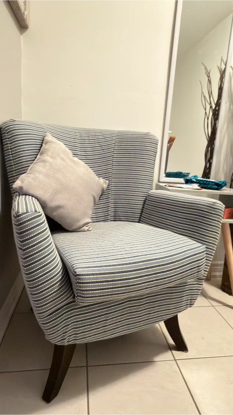 Striped Accent Chair with Cushion image indicator(2)