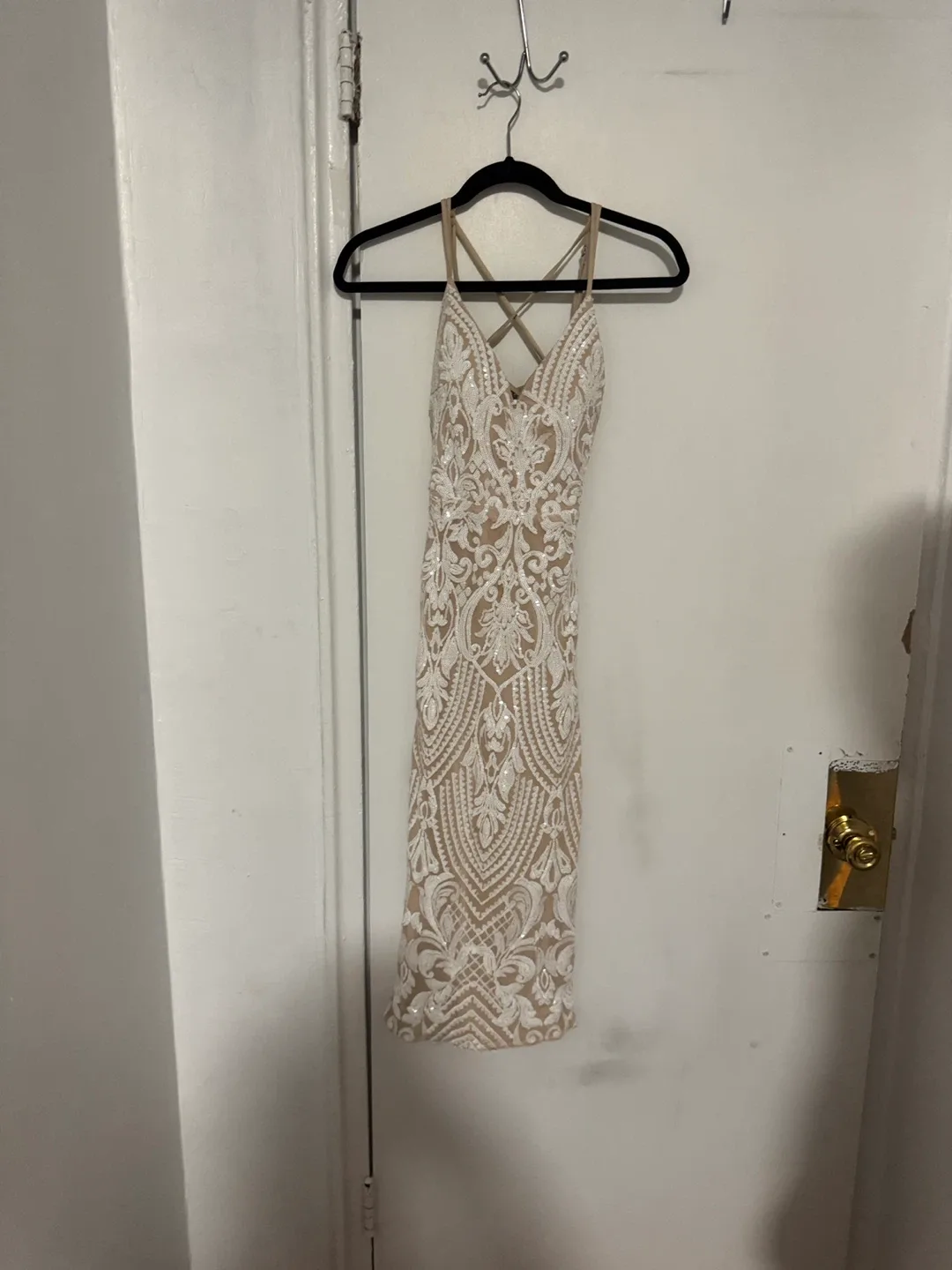 Beaded White/Nude Dress