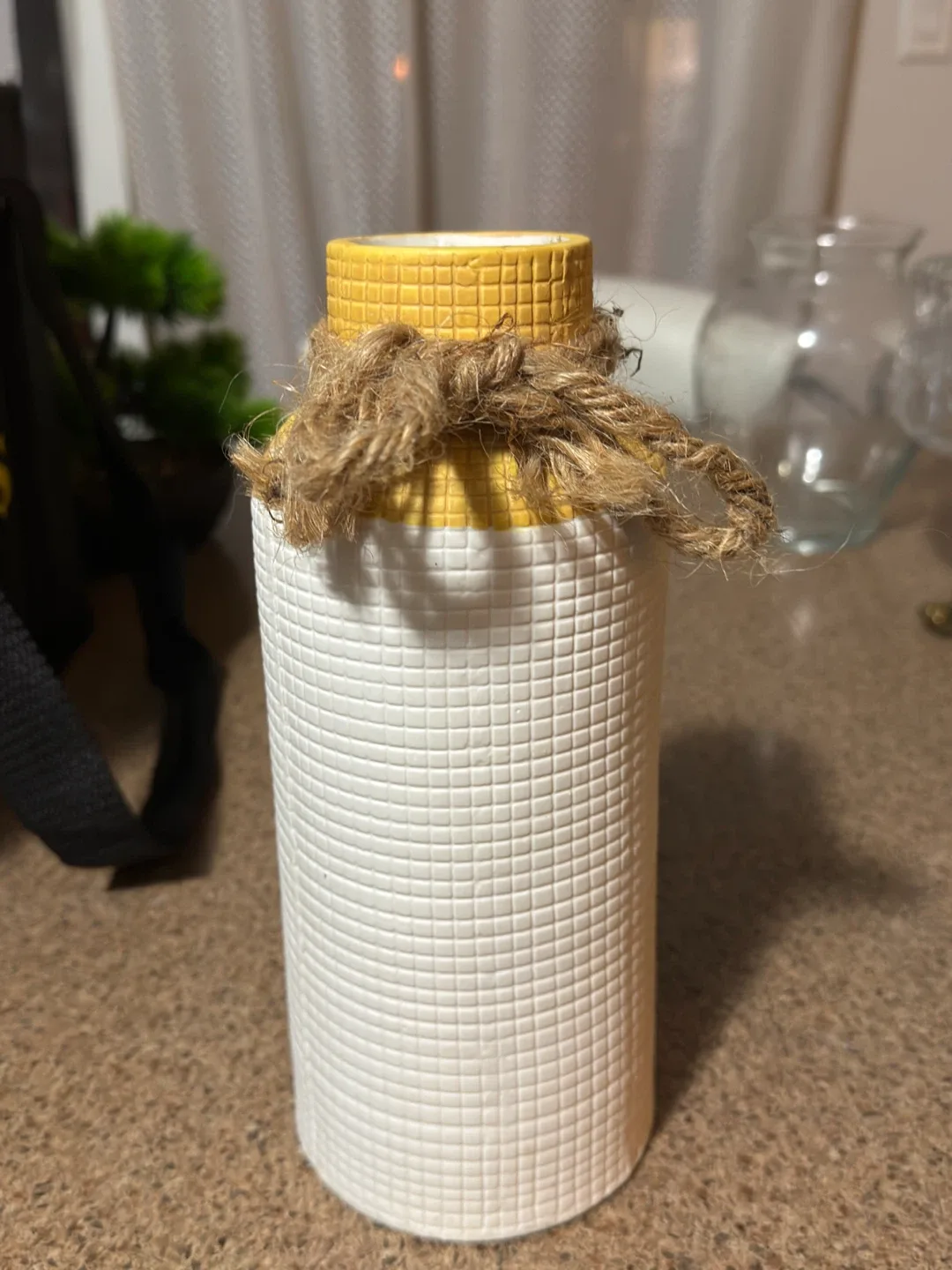 Decorative White and Yellow Vase image indicator(3)