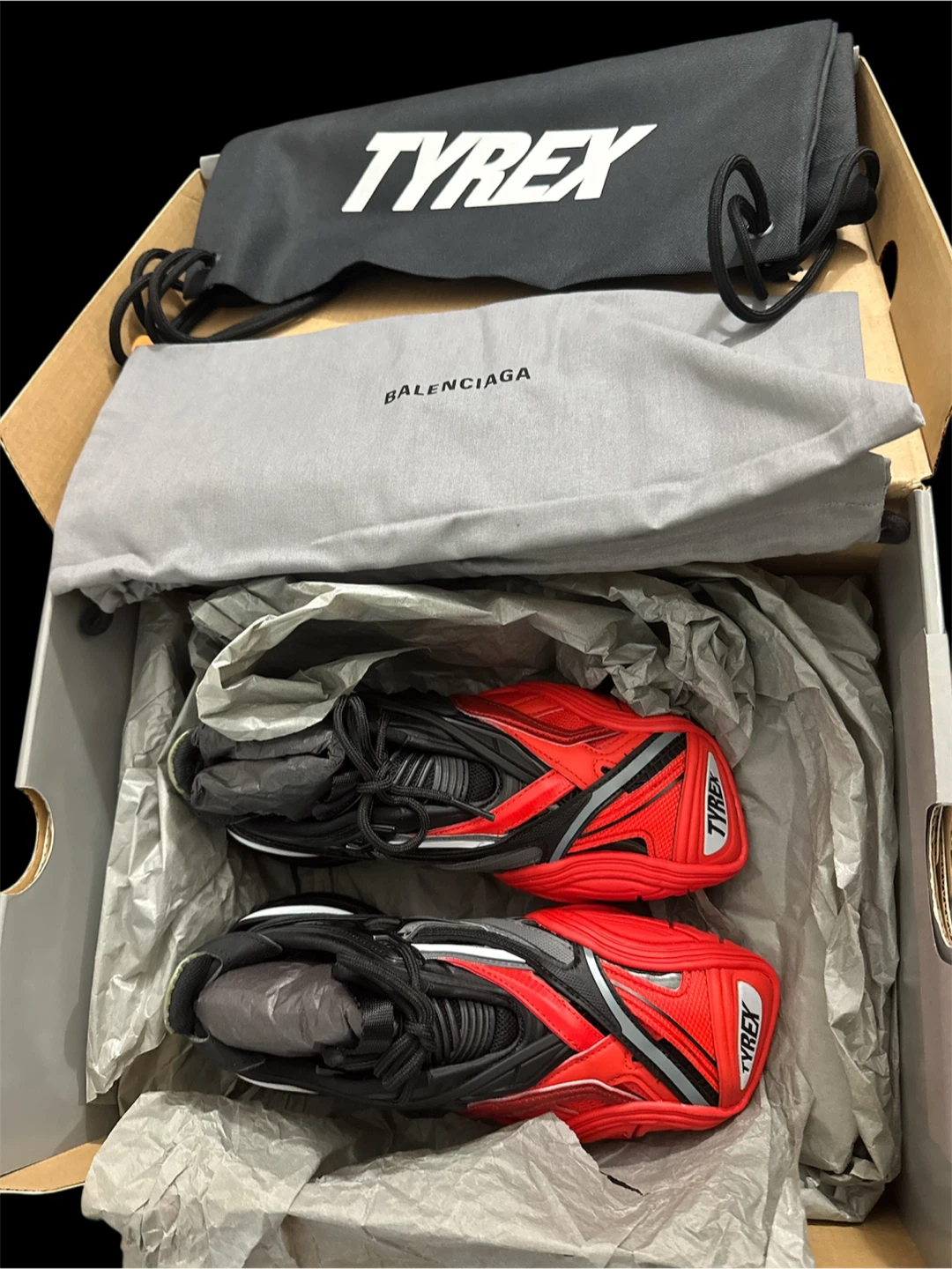 Balenciaga Tyrex Black/Red Sneakers - Size 35