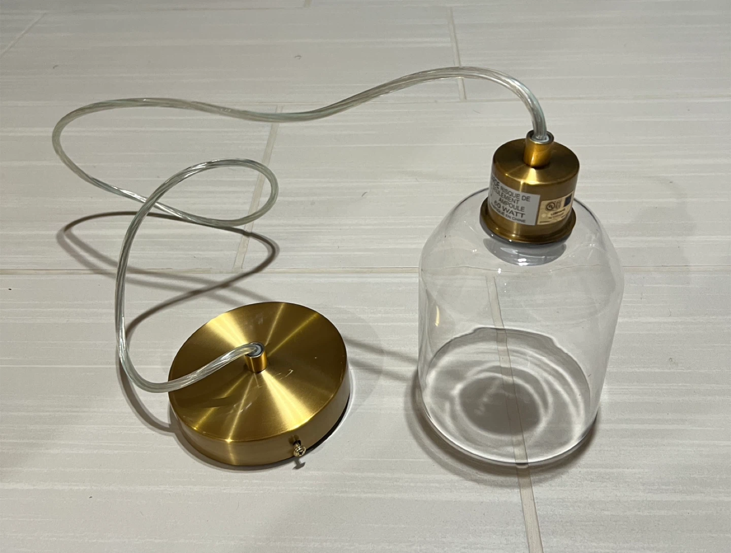 Glass Pendant Light with Gold Fixture