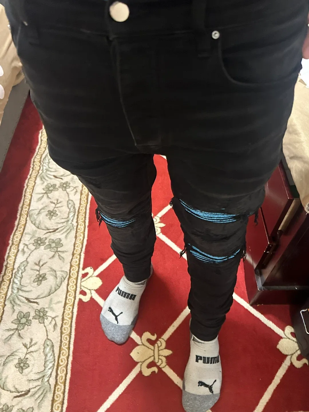 AMIRI Black Distressed Denim Jeans image indicator(2)