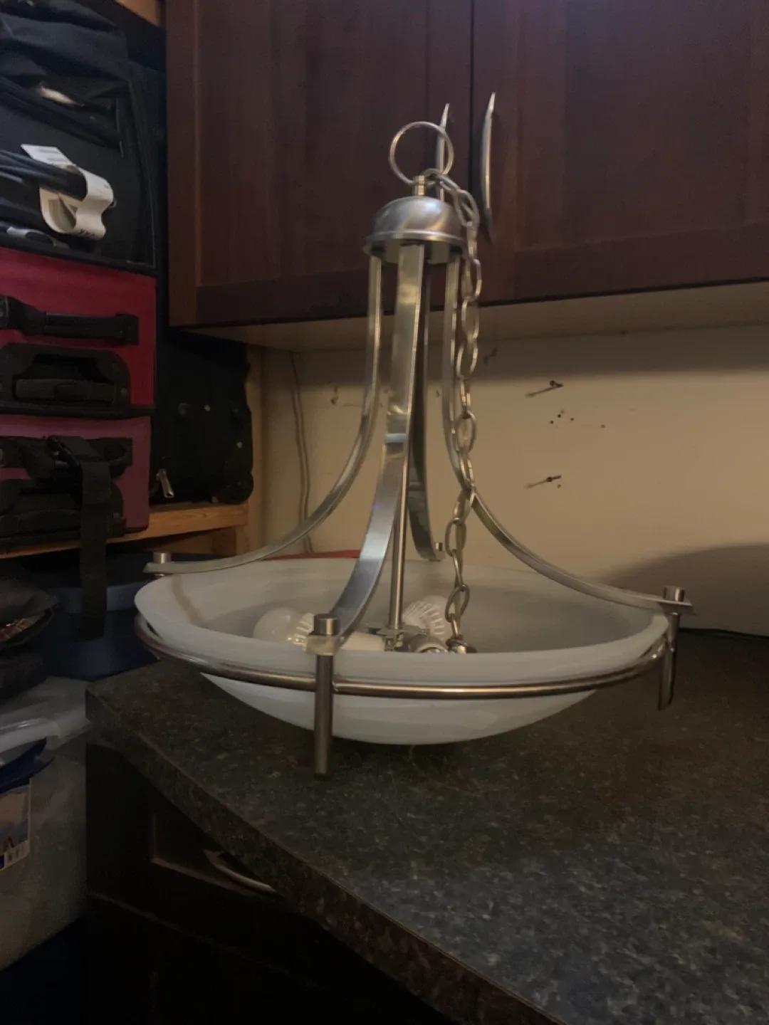 Silver Chandelier Bowl Light Fixture