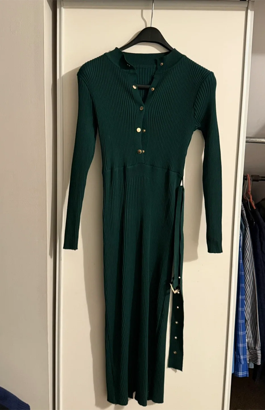 Ribbed Knit Dress - Green image indicator(2)