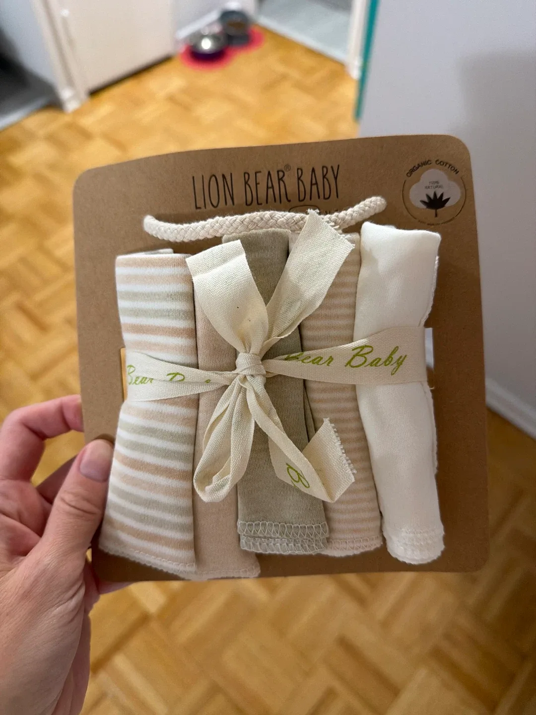 Lion Bear Baby Organic Cotton Face Cloths - New