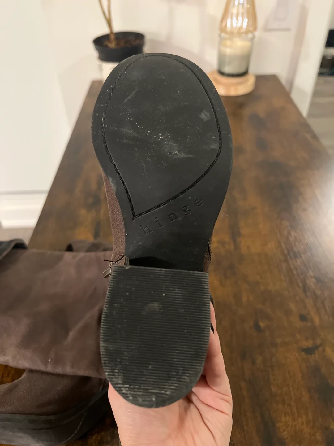 Hinge Brown Thigh High Boots size 8 image indicator(5)