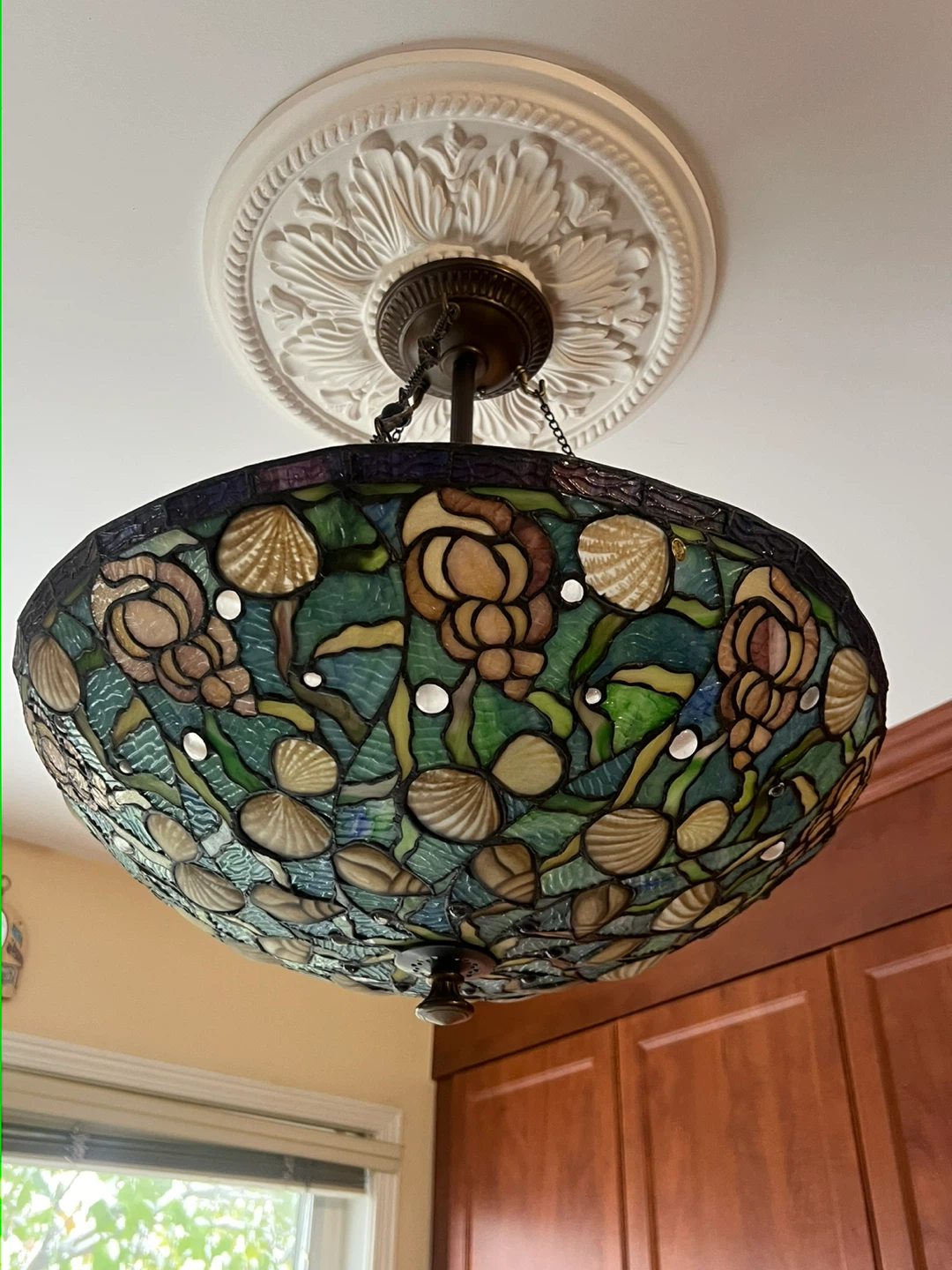 Tiffany Style Stained Glass Hanging Lamp - photo 3
