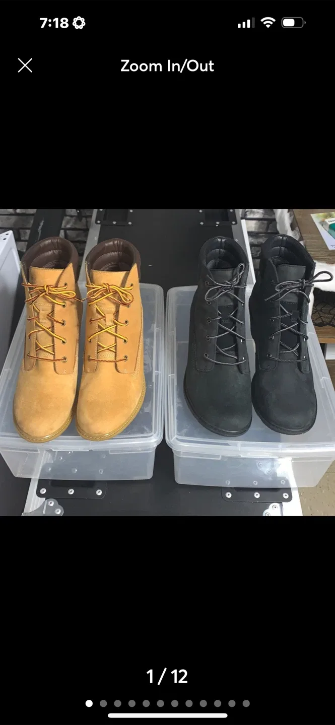 Timberland Wedge Boots - Tan & Black thumbnail