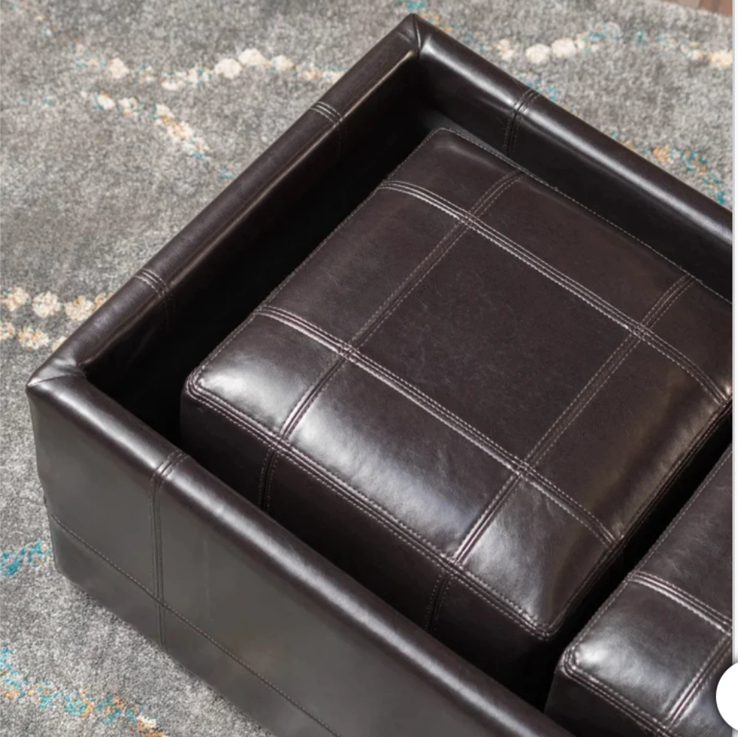 Drake 3-piece Bonded Leather Ottoman Set - photo 4