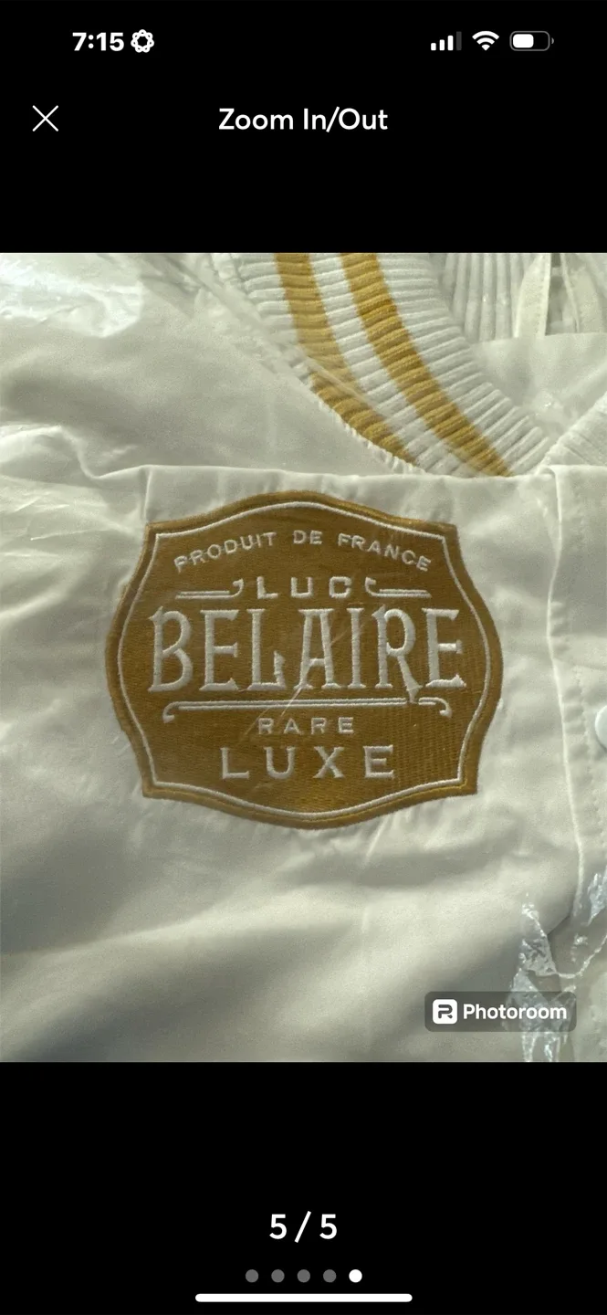 BelAire Rare Luxe White Bomber Jacket XXL thumbnail