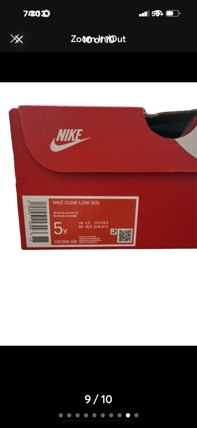 Nike Dunk Low (GS) Black/White - Size 5Y