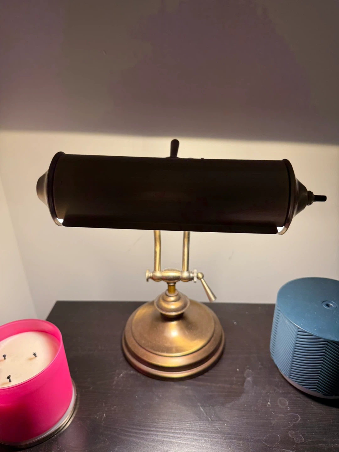 Vintage Brass Banker's Lamp - photo 2
