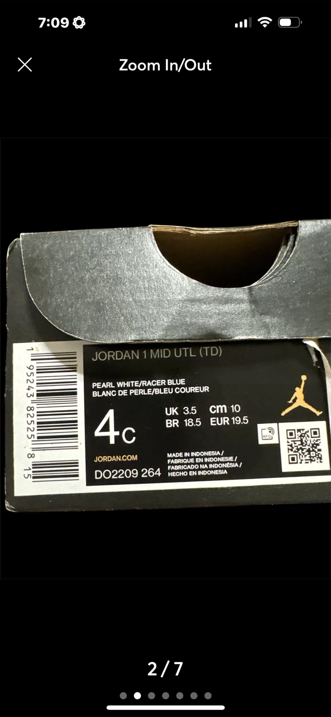 Jordan 1 Mid UTL (TD) Pearl White/Racer Blue - Size 4C - photo 2