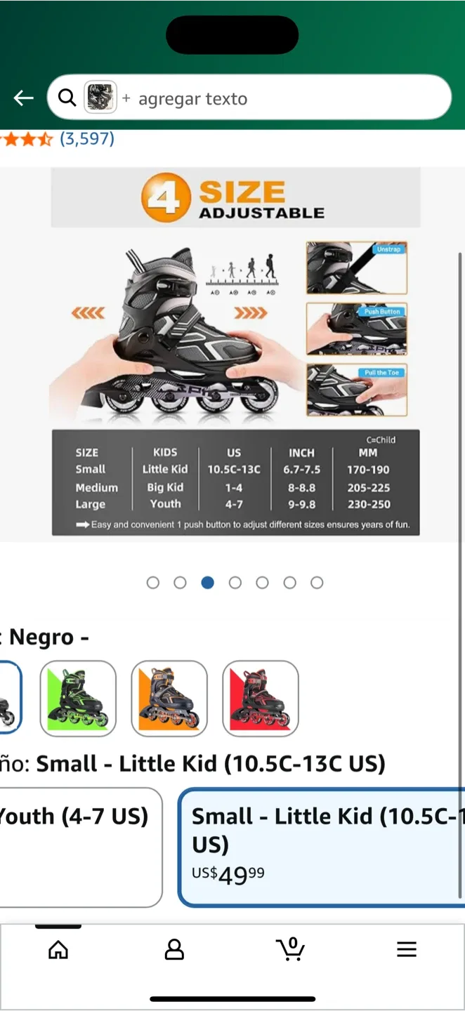 Sowume Adjustable Inline Skates - Size Small (10.5C-13C) image indicator(2)