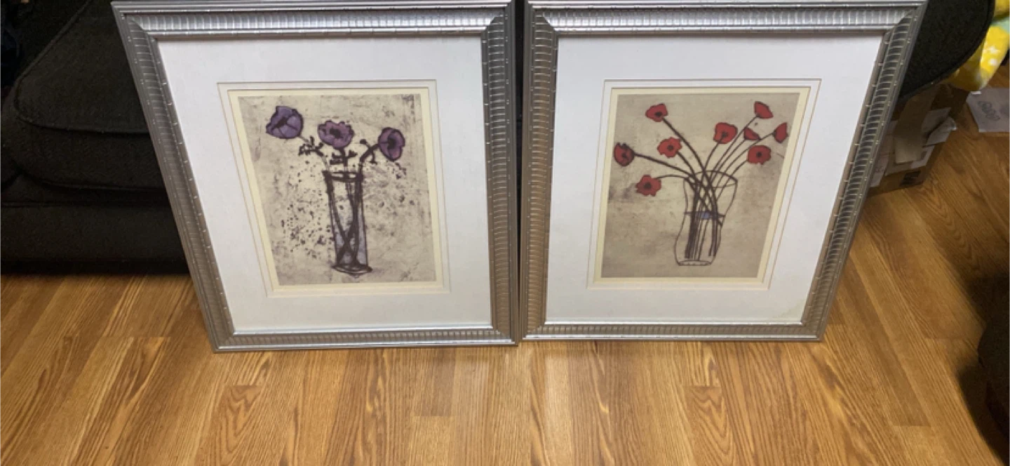 Spare Red Poppies & Purple Flowers Framed Art - photo 2