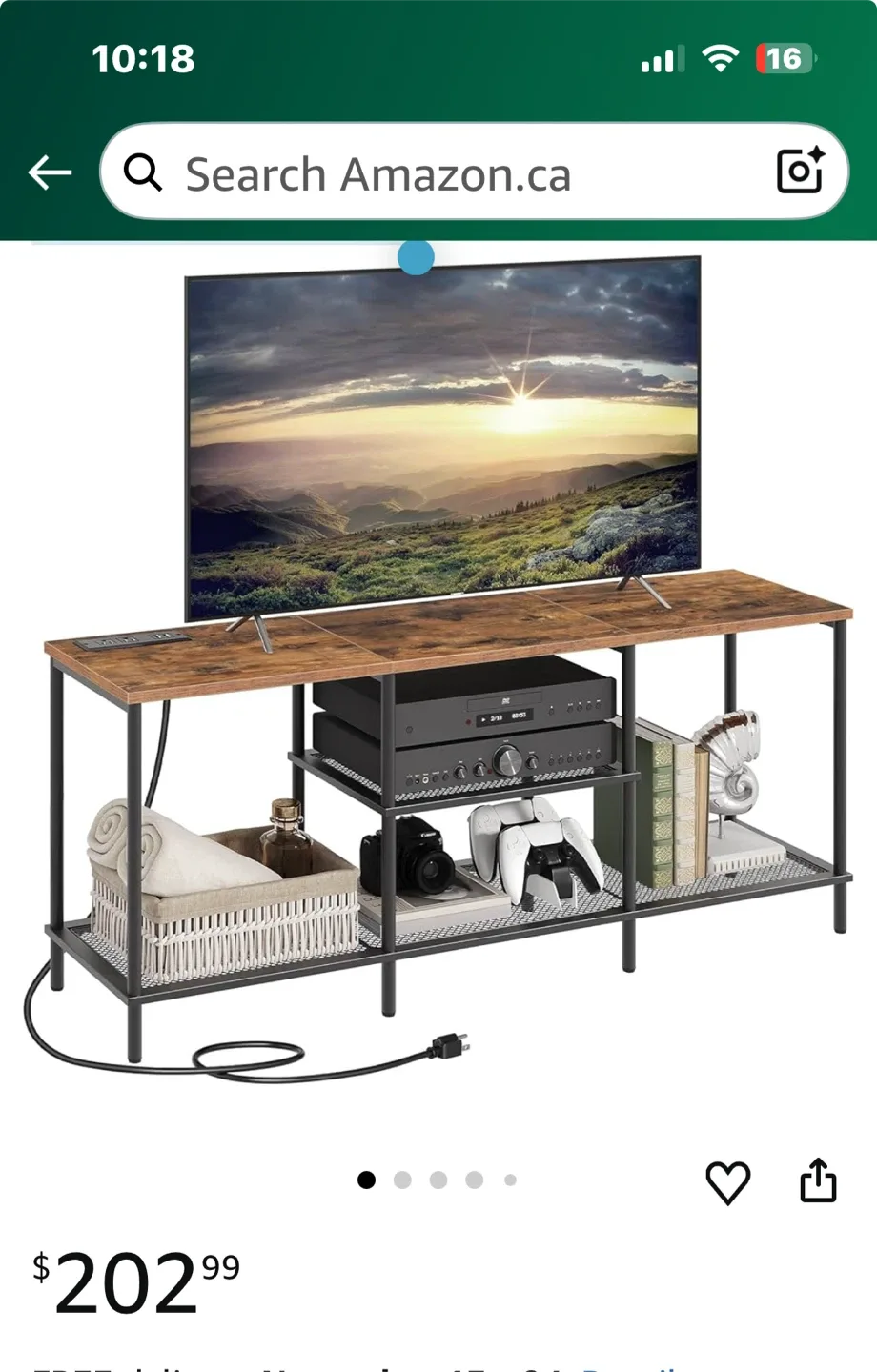 Rustic Brown TV Stand with Mesh Shelves image indicator(5)
