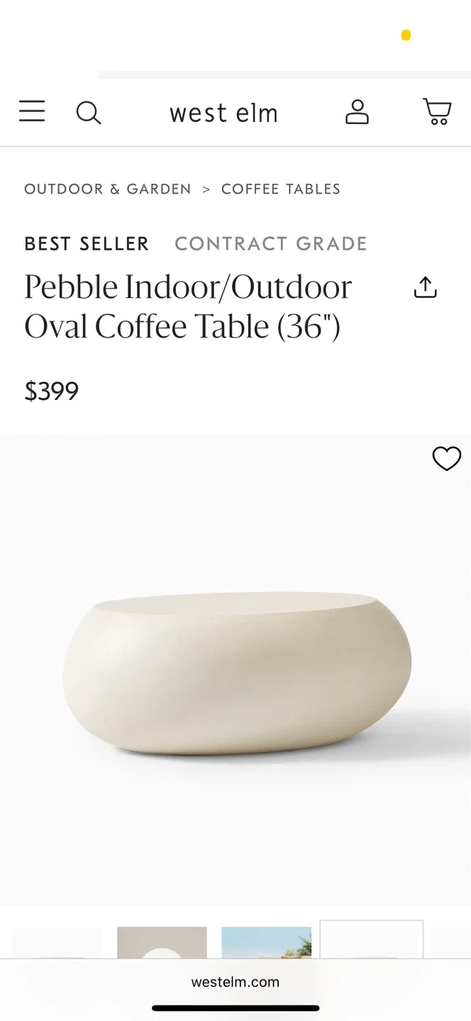 West Elm Pebble Indoor/Outdoor Oval Coffee Table (36") image indicator(4)