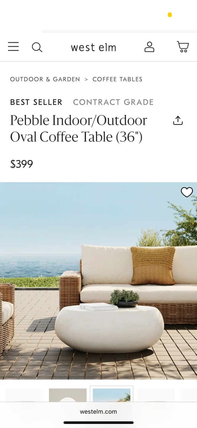 West Elm Pebble Indoor/Outdoor Oval Coffee Table (36") image indicator(5)